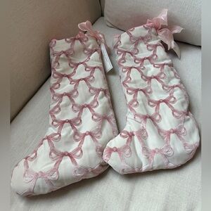 Cupcakes and Cashmere Pink Bow Embroidered Christmas Stockings